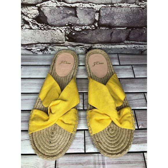 J. Crew Yellow Twisted Canvas Fabric Slide Espadrilles Sandals Women 9M US/40EU - Picture 16 of 16